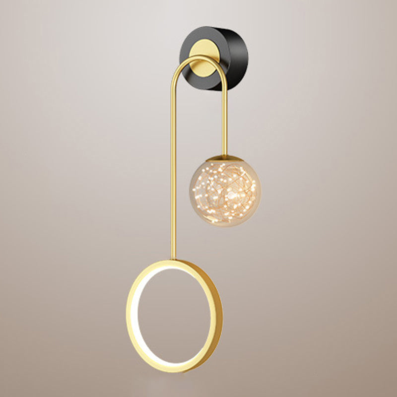 Modern Style Spherical Shape Wall Sconce Glass 2 Light Sconces for Bedroom