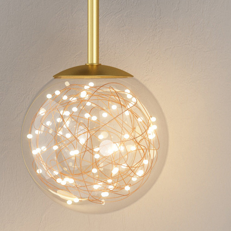 Modern Style Spherical Shape Wall Sconce Glass 2 Light Sconces for Bedroom