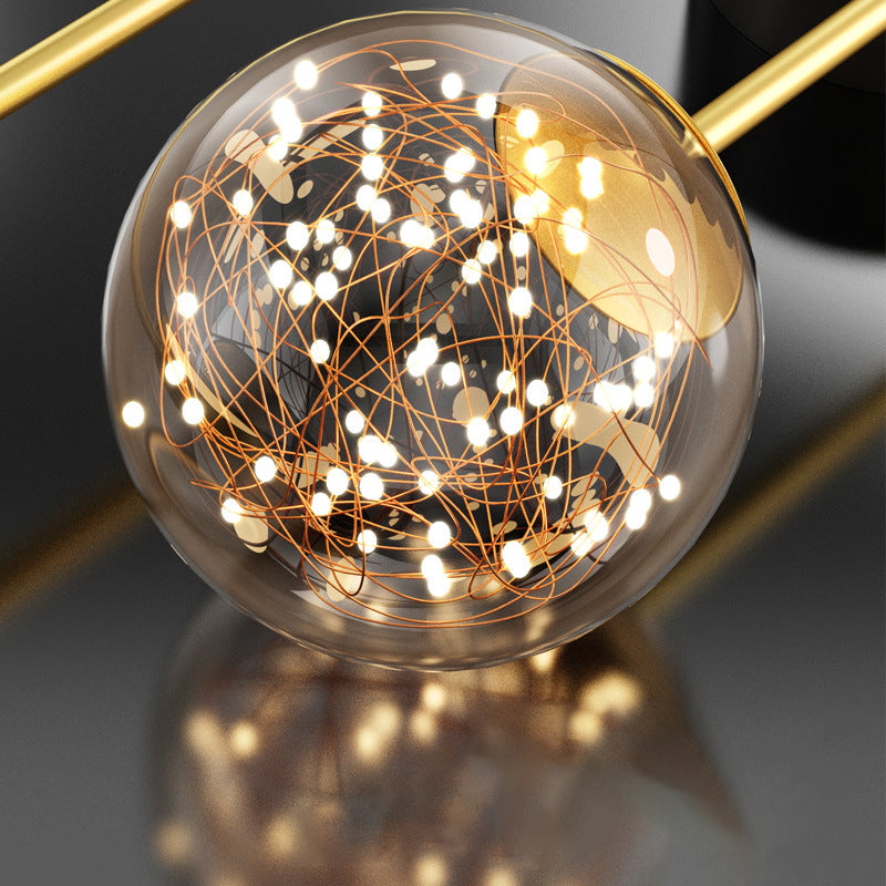 Modern Style Spherical Shape Wall Sconce Glass 2 Light Sconces for Bedroom