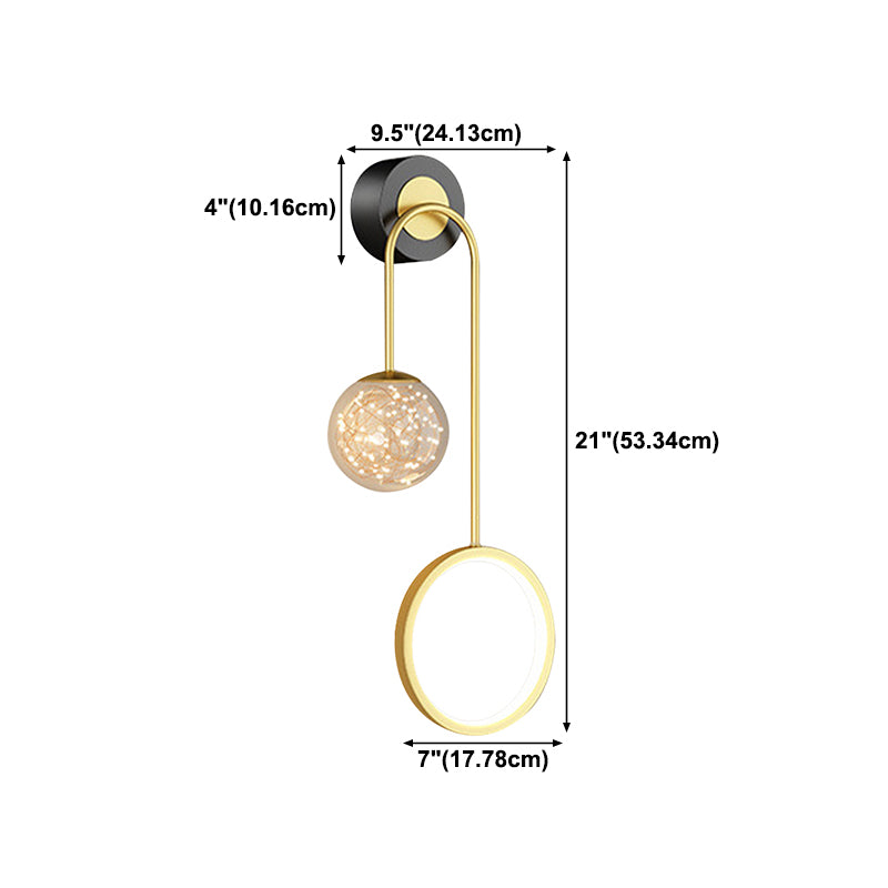 Modern Style Spherical Shape Wall Sconce Glass 2 Light Sconces for Bedroom