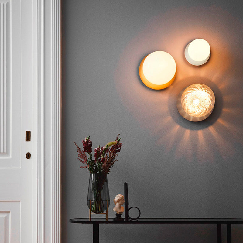Modern Style Spherical Shape Wall Sconce Glass 1 Light Sconces for Living Room