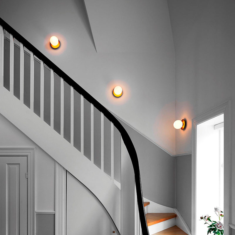 Modern Style Spherical Shape Wall Sconce Glass 1 Light Sconces for Living Room