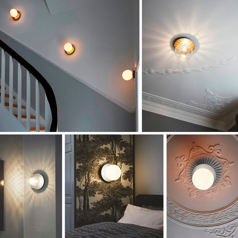 Modern Style Spherical Shape Wall Sconce Glass 1 Light Sconces for Living Room