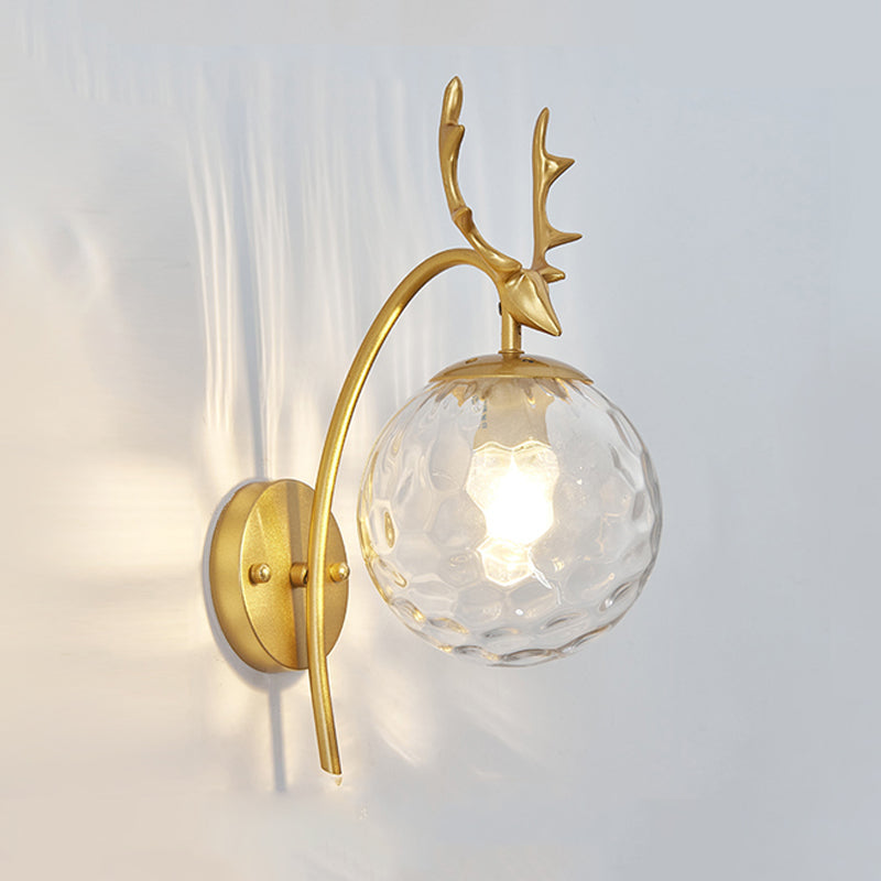 1-Light Ball Wall Lamps Modern Style Glass Wall Mounted Lights
