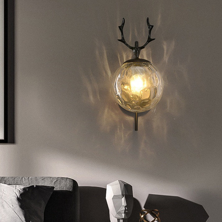 1-Light Ball Wall Lamps Modern Style Glass Wall Mounted Lights