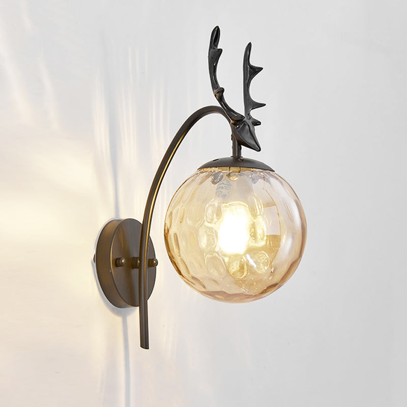 1-Light Ball Wall Lamps Modern Style Glass Wall Mounted Lights