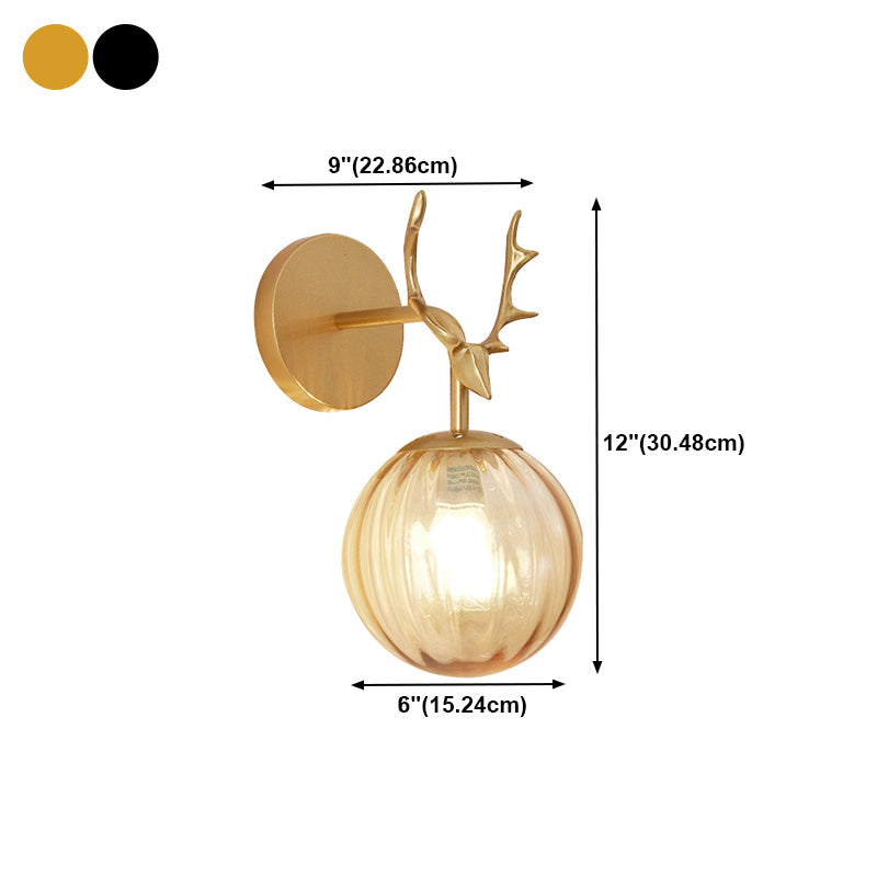 1-Light Ball Wall Lamps Modern Style Glass Wall Mounted Lights