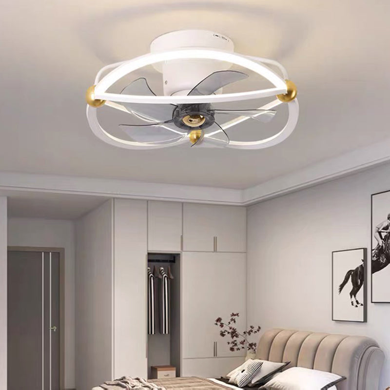 1-Light Circular Flush Mount Lamp Modern Style Metal Fan Ceiling Lighting