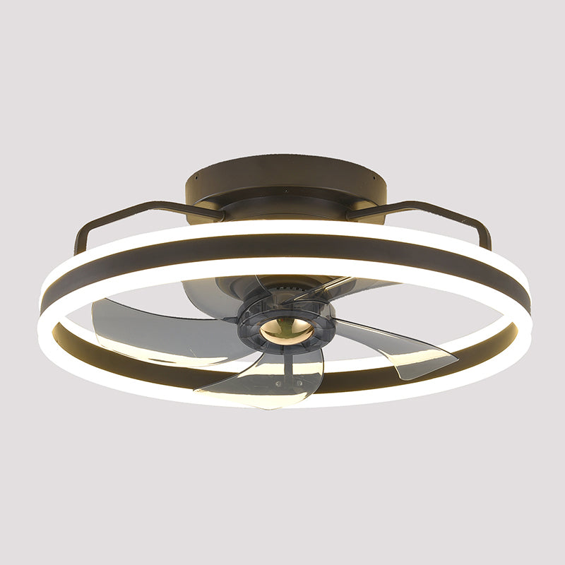 1-Light Circular Flush Mount Lamp Modern Style Metal Fan Ceiling Lighting