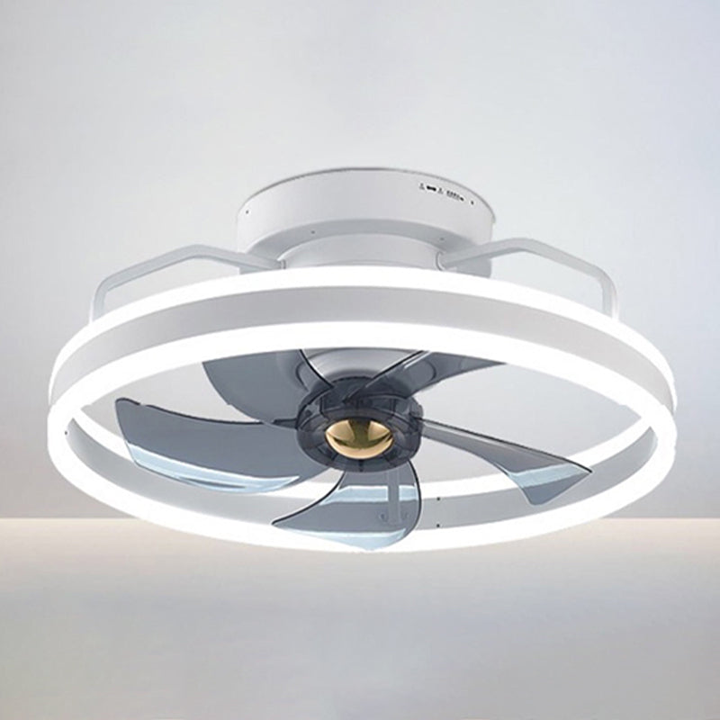 1-Light Circular Flush Mount Lamp Modern Style Metal Fan Ceiling Lighting