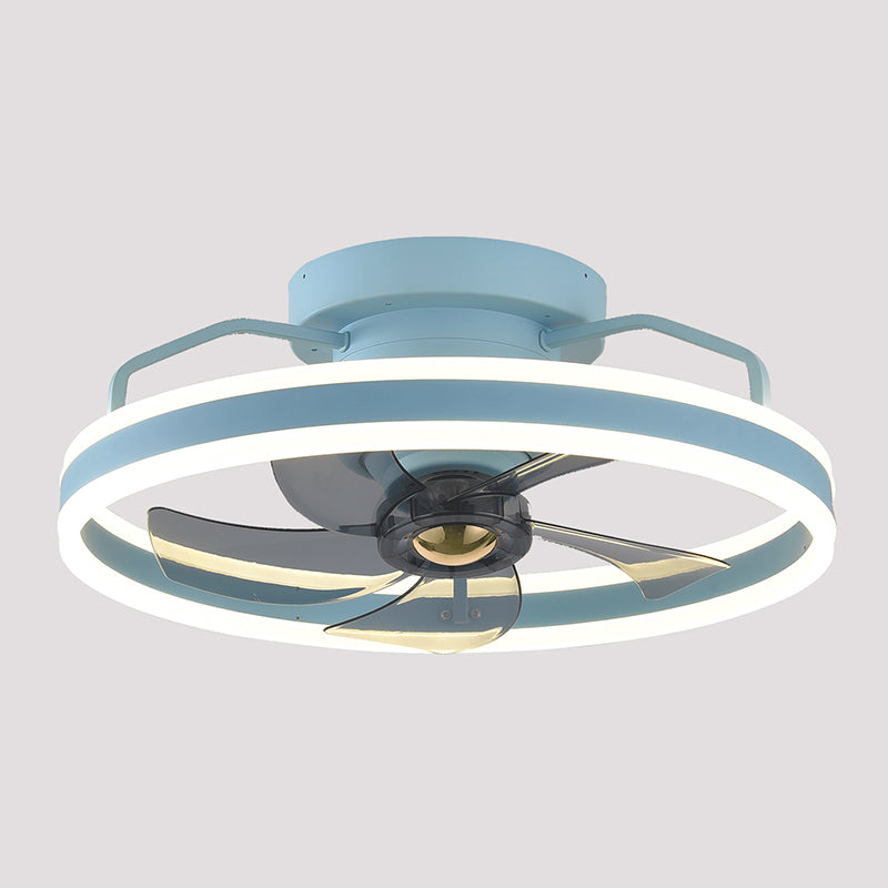 1-Light Circular Flush Mount Lamp Modern Style Metal Fan Ceiling Lighting