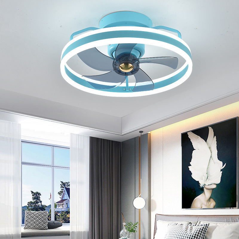 1-Light Circular Flush Mount Lamp Modern Style Metal Fan Ceiling Lighting