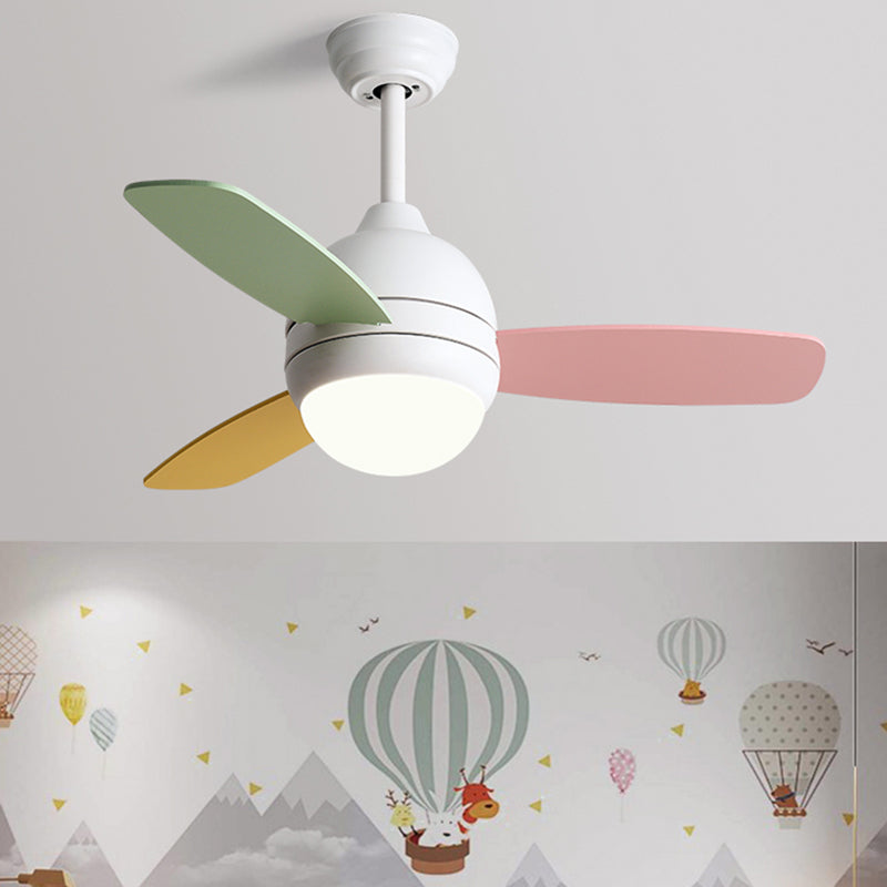 Dome Shape Metal Ceiling Fan Lighting Kids Style 1 Light Ceiling Fan Lamp