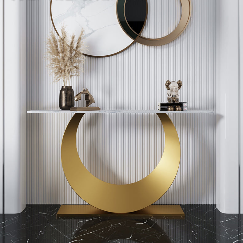 Glam Style Stone Top Accent Table for Hall Console Table 31.5" High