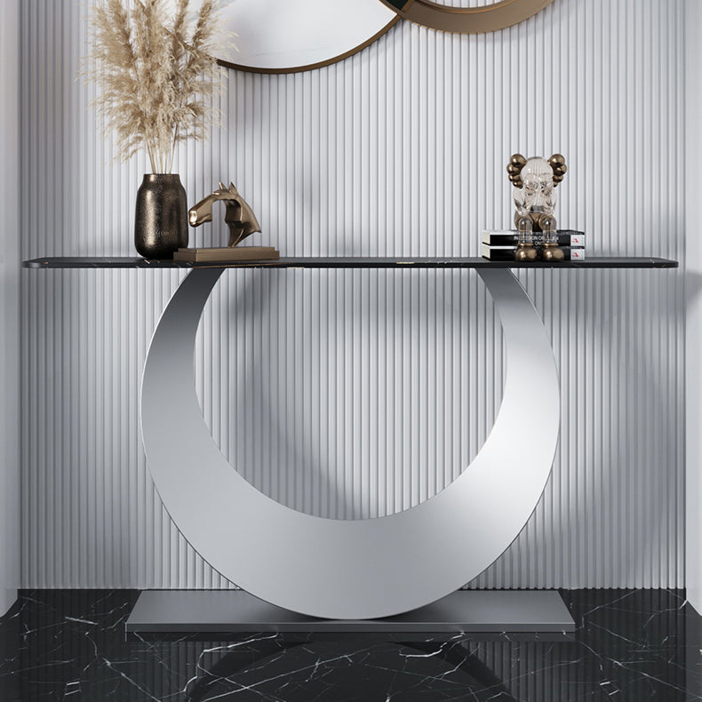 Glam Style Stone Top Accent Table for Hall Console Table 31.5" High