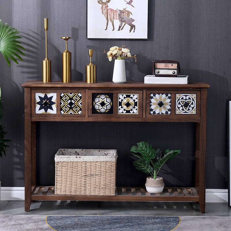 Mid-Century Modern Accent Table with Drawers for Hall Console