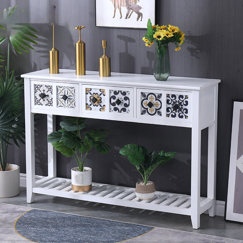 Mid-Century Modern Accent Table with Drawers for Hall Console