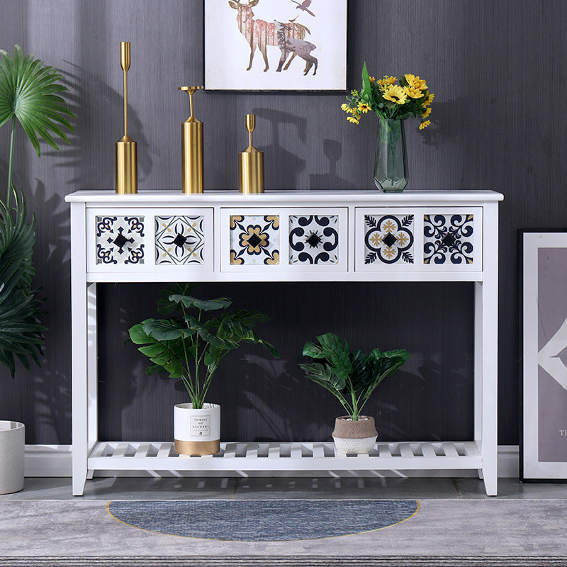 Mid-Century Modern Accent Table with Drawers for Hall Console
