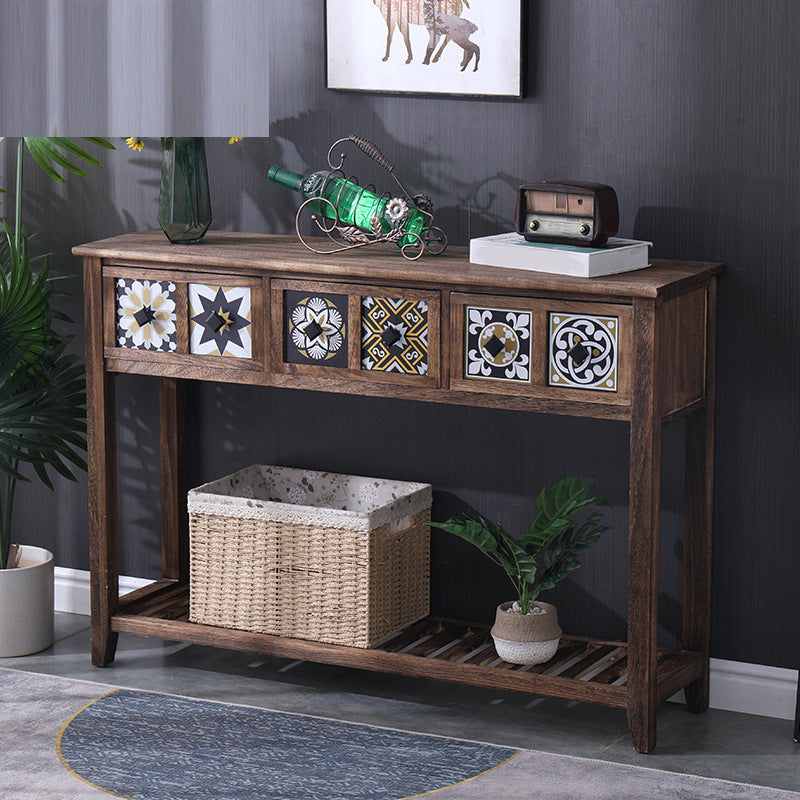 Mid-Century Modern Accent Table with Drawers for Hall Console