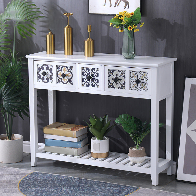 Mid-Century Modern Accent Table with Drawers for Hall Console