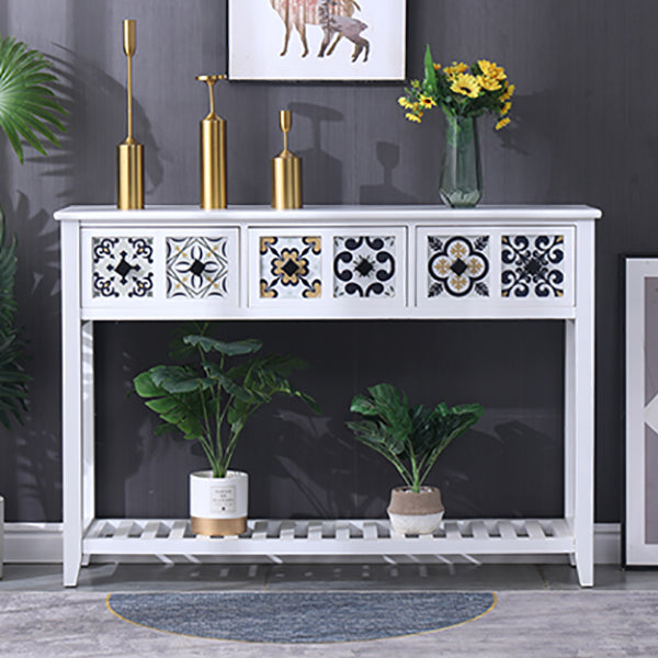 Mid-Century Modern Accent Table with Drawers for Hall Console