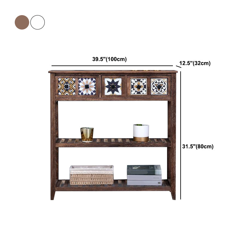 Mid-Century Modern Accent Table with Drawers for Hall Console
