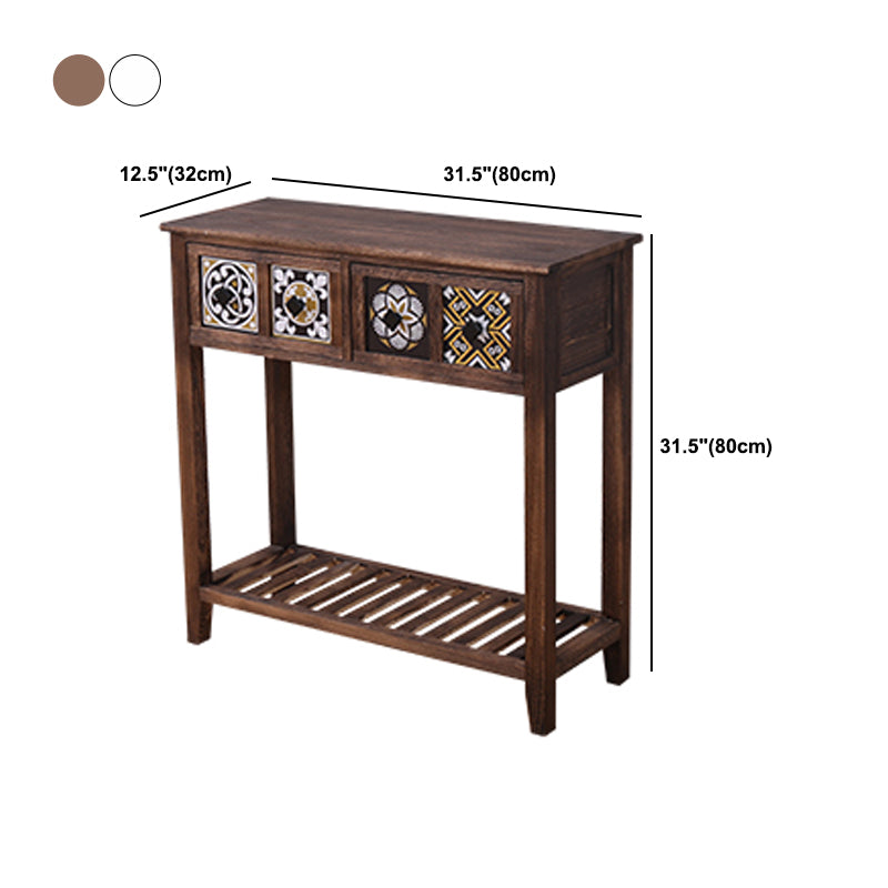 Mid-Century Modern Accent Table with Drawers for Hall Console