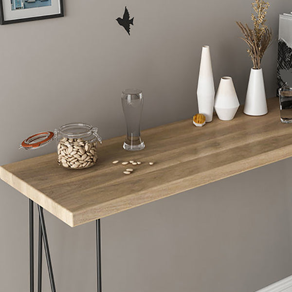 Rectangle Solid Wood Console Table Ironcraft Frame Accent Table for Hall