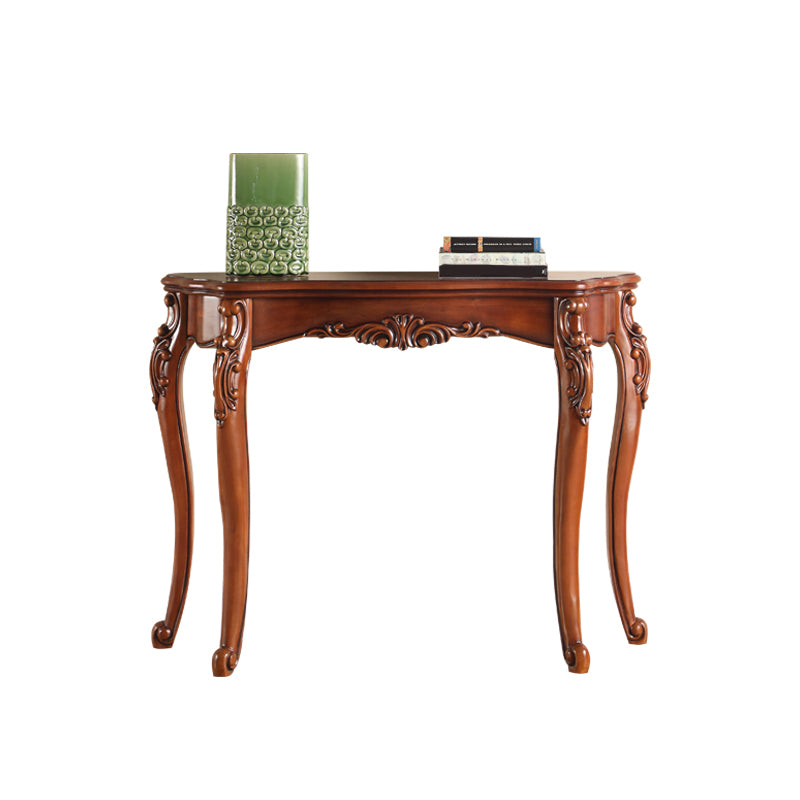 Free Form Wood Console Table with 4 Legs Solid Wood Frame Accent Table for Hall