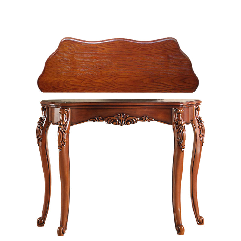 Free Form Wood Console Table with 4 Legs Solid Wood Frame Accent Table for Hall
