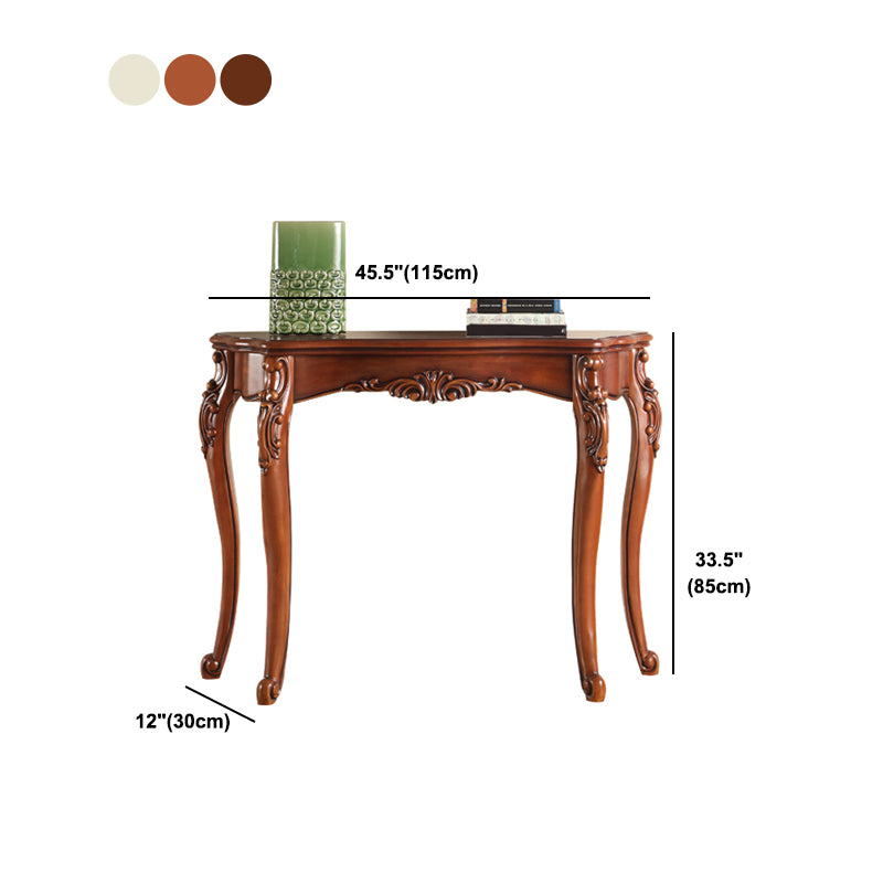 Free Form Wood Console Table with 4 Legs Solid Wood Frame Accent Table for Hall