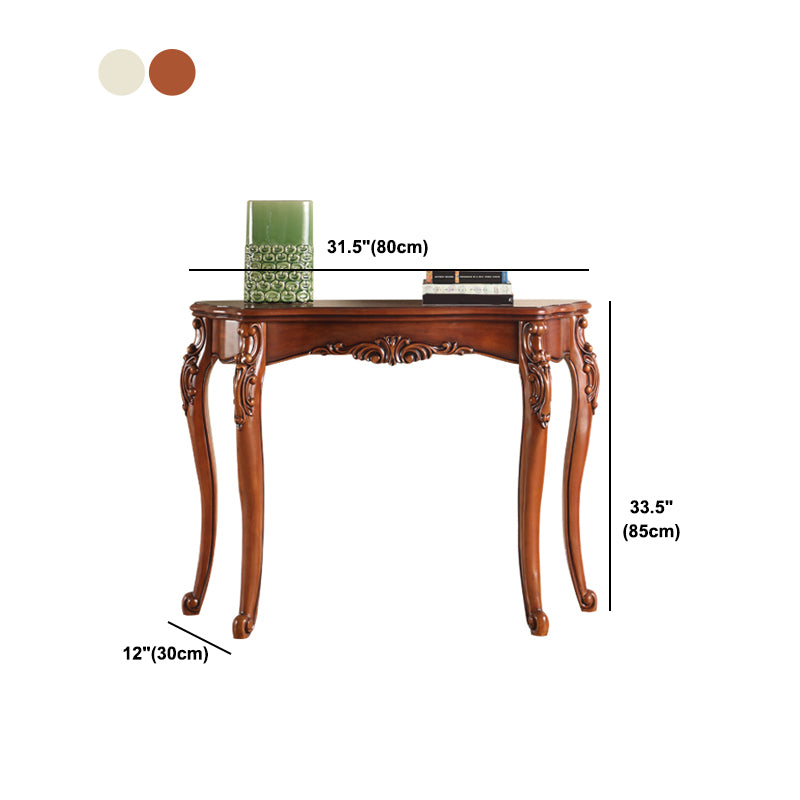 Free Form Wood Console Table with 4 Legs Solid Wood Frame Accent Table for Hall