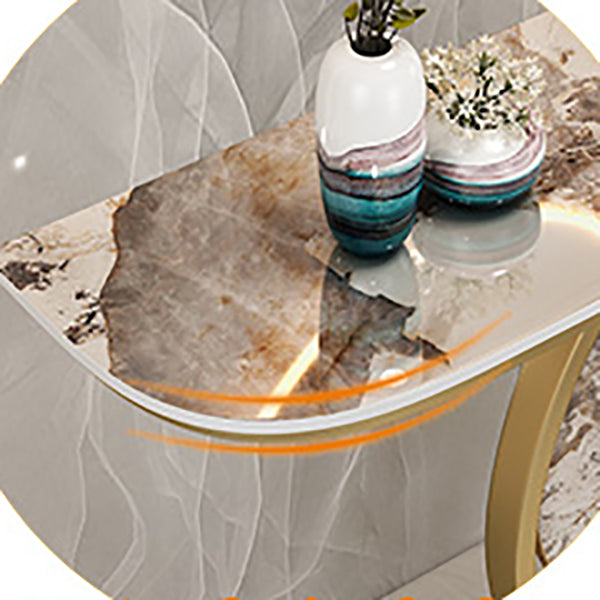 Scratch Resistant,11.81" W x 31.49" H Stone Glam Half Moon Table for Hall