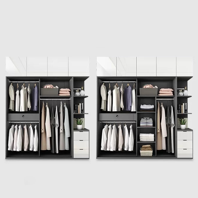 Contemporary White Storage Cabinet Mirrored Finish Cabinet with Sliding Door