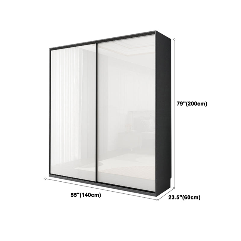 Contemporary White Storage Cabinet Mirrored Finish Cabinet with Sliding Door