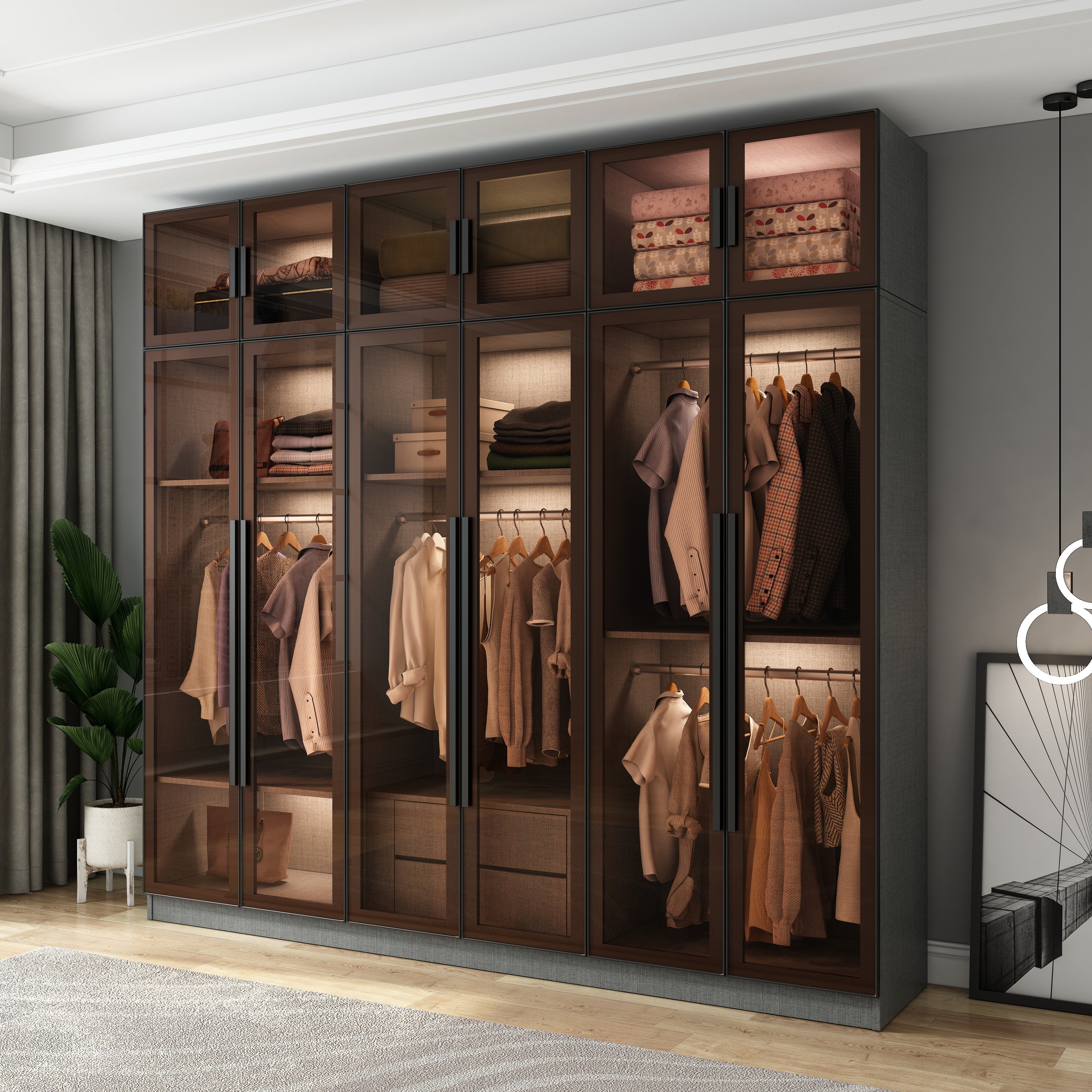 Modern Style Storage Cabinet Mirrored Finish Cabinet with Glass Door