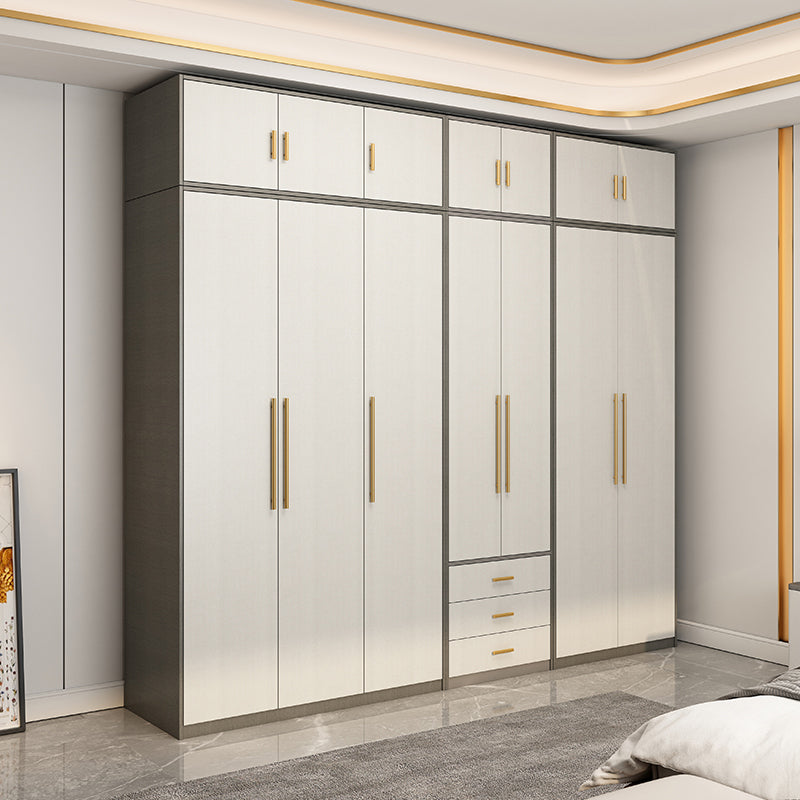 Contemporary Storage Cabinet Hinged Wardrobe Cabinet with Self Close Drawers