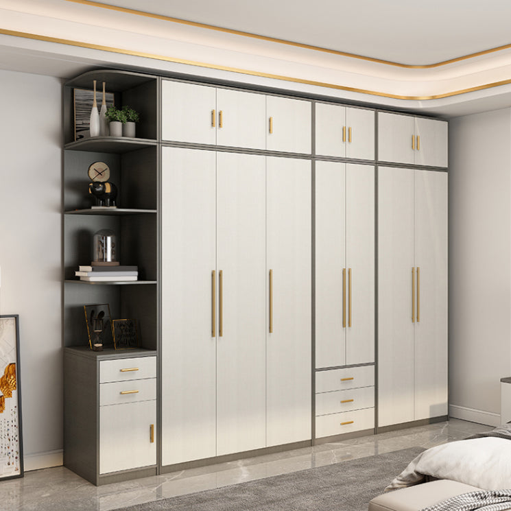 Contemporary Storage Cabinet Hinged Wardrobe Cabinet with Self Close Drawers