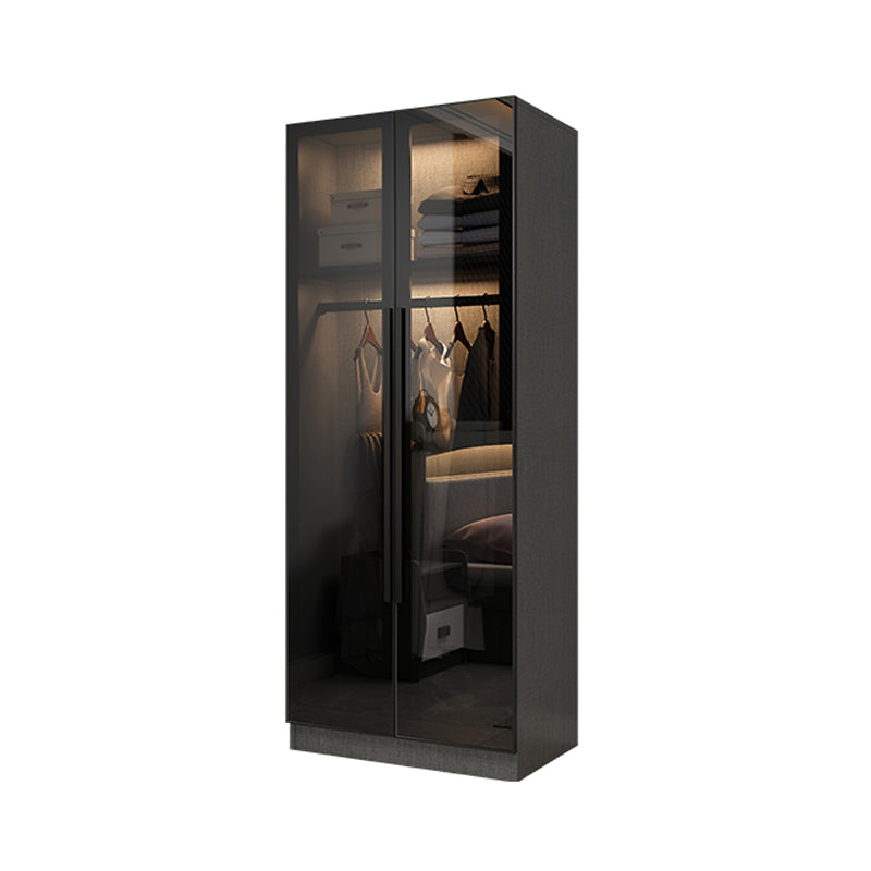 Contemporary Glass Wardrobe Soft Close Door Wardrobe Closet for Bedroom
