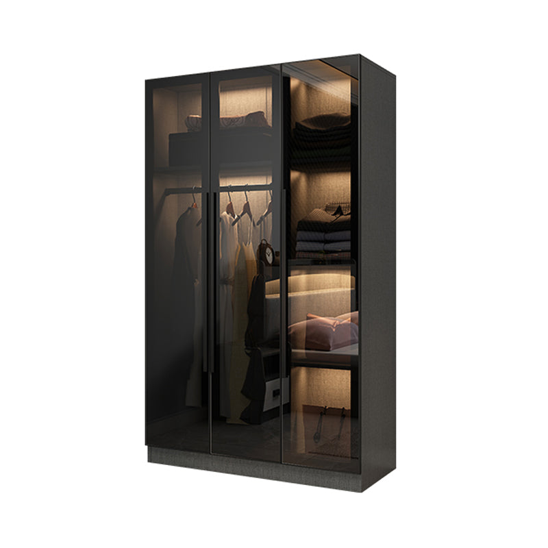 Contemporary Glass Wardrobe Soft Close Door Wardrobe Closet for Bedroom