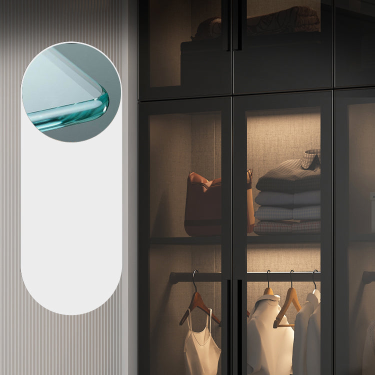 Contemporary Glass Wardrobe Soft Close Door Wardrobe Closet for Bedroom