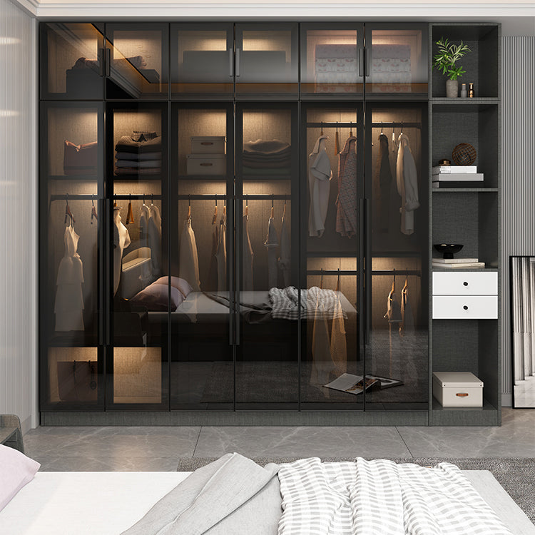 Contemporary Glass Wardrobe Soft Close Door Wardrobe Closet for Bedroom