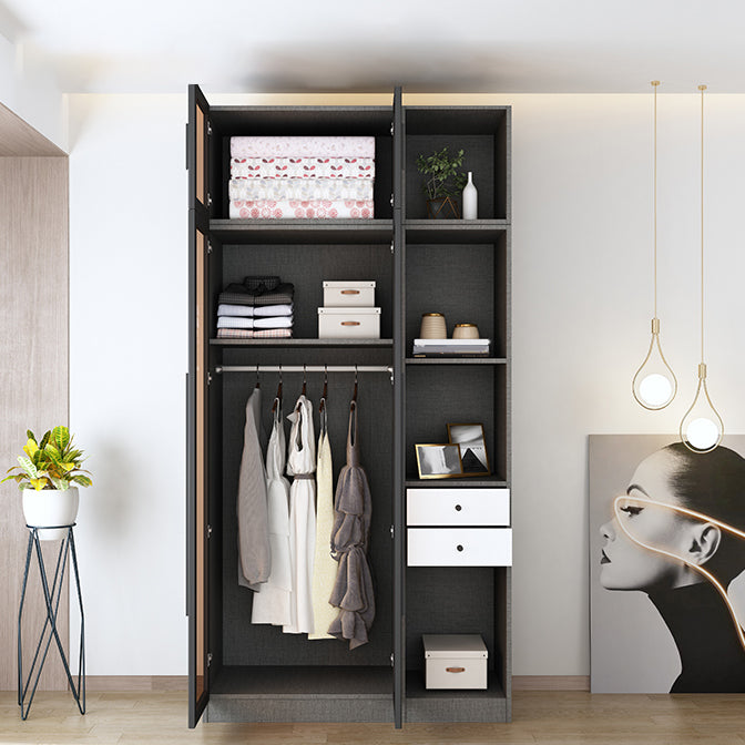 Contemporary Glass Wardrobe Soft Close Door Wardrobe Closet for Bedroom