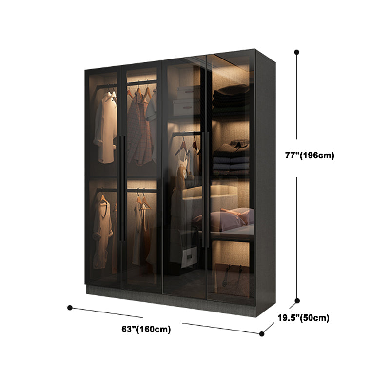 Contemporary Glass Wardrobe Soft Close Door Wardrobe Closet for Bedroom