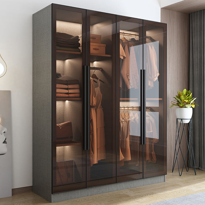 Contemporary Storage Cabinet Mirrored Finish Cabinet with Glass Door