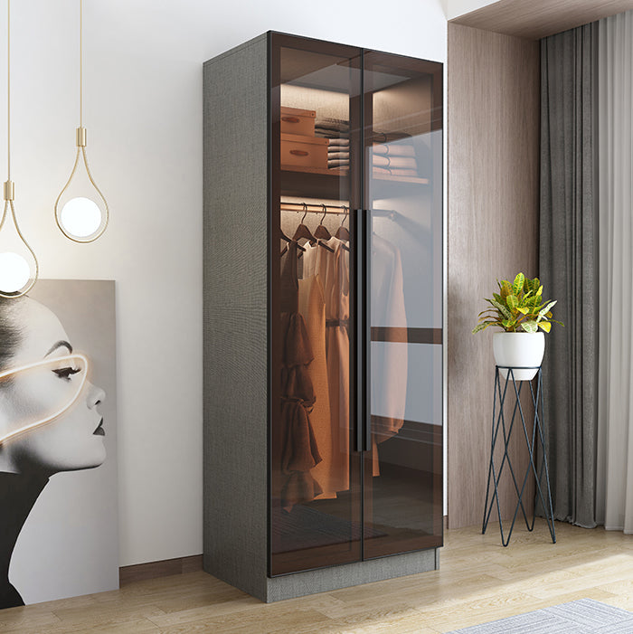 Contemporary Storage Cabinet Mirrored Finish Cabinet with Glass Door