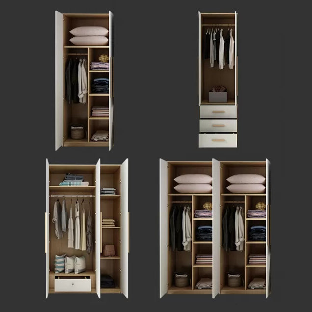 Modern Style Home Wardrobe Armoire Solid Wood and Engineered Wood Wardrobe Cabinet