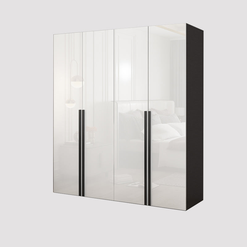Mirrored Finish Wardrobe Armoire Modern Style Engineered Wood Wardrobe