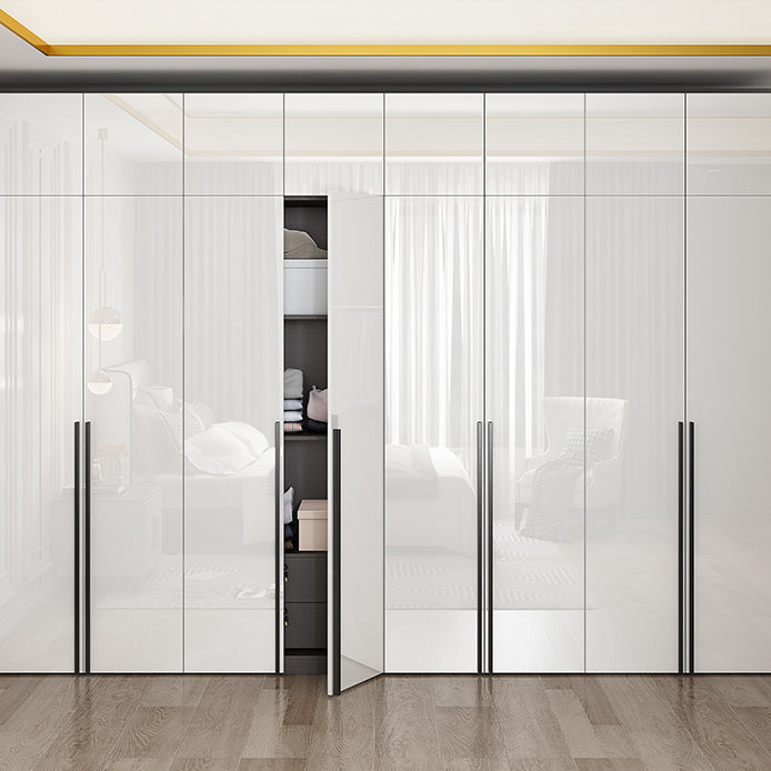 Mirrored Finish Wardrobe Armoire Modern Style Engineered Wood Wardrobe