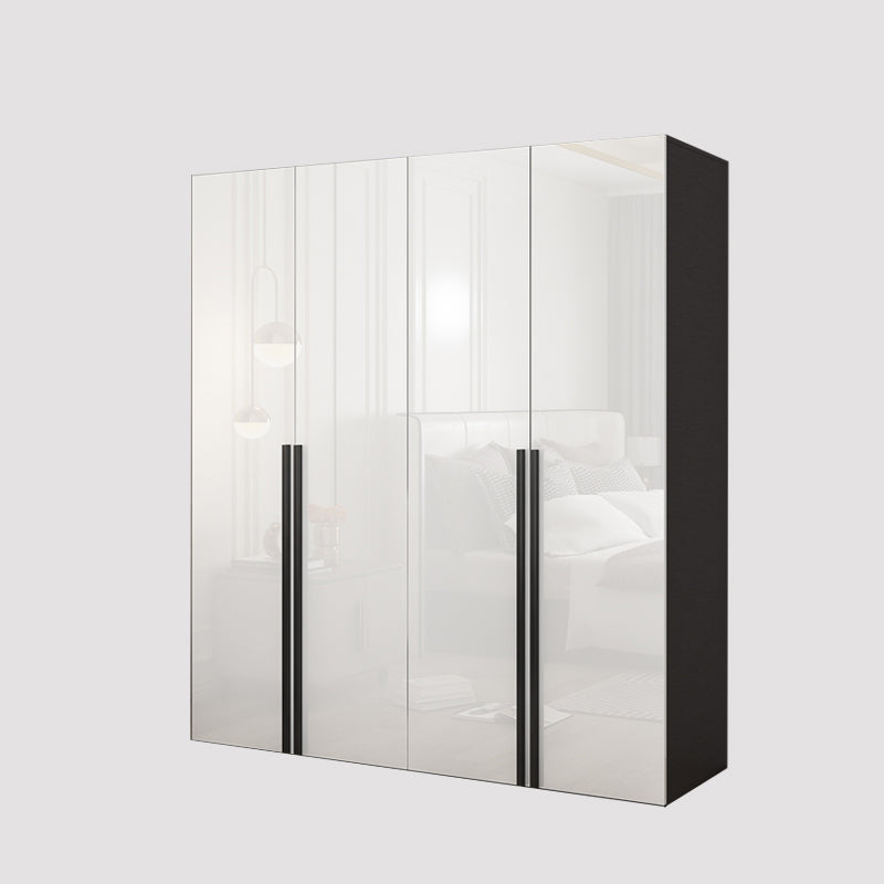 Mirrored Finish Wardrobe Armoire Modern Style Engineered Wood Wardrobe